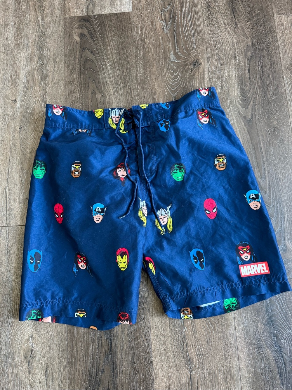 Marvel Men’s Navy Superhero Print Swim Shorts Size Medium